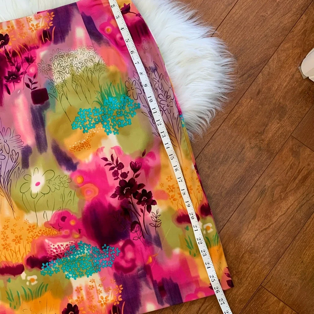 Vintage Watercolor Stretch Pencil Skirt by Intriguing Threads